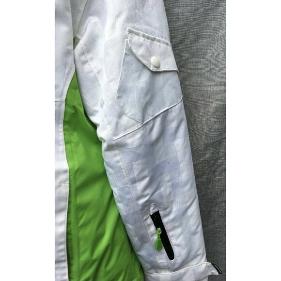 Athletic Works Women Ski Jacket White Green Size L Removable Hood Zip Up - Picture 7 of 12